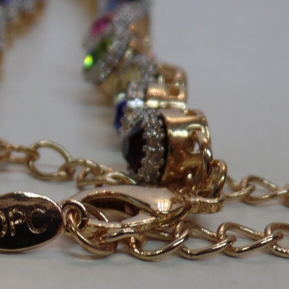 OPC CN RAINBOW Goldtone Chain Necklace & Bracelet & COLORFUL Premium Crystals - Picture 9 of 11